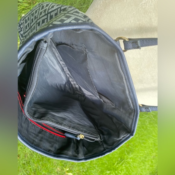 Tommy Hilfiger’s Blue Monogram Pattern Faux Leather Shoulder Bag GUC - Picture 7 of 10